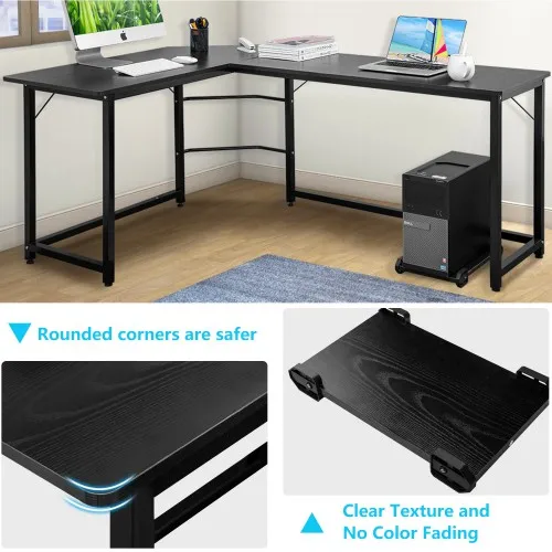 مكتب L على شكل مكتب الزاوية الكمبيوتر PC الجدول مكتب للحاسوب شخصي محطة منضدة المكتب المنزلي