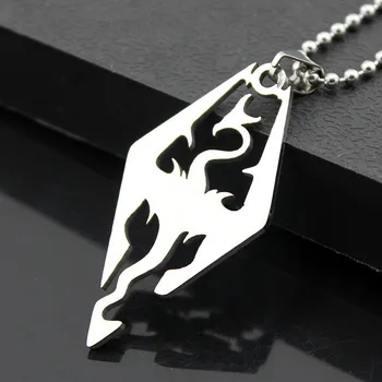 

Stainless Steel Flying Pterosaur Necklace Game Ancient Animal Dragon Wing The Elder Scrolls Skyrim Dinosaur Necklaces