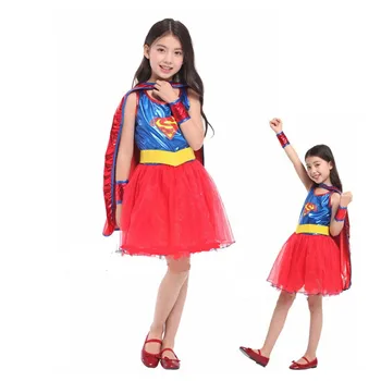 

Girls Halloween Wonder Woman Costume Kids Superwoman Cosplay Children Role play Christmas Purim Carnival Festival parade dress