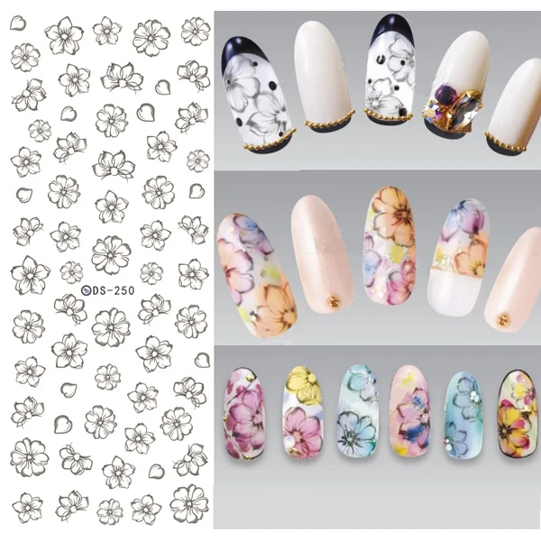 LEMOOC, 1 лист, рельефные 3D наклейки для ногтей, Цветущий цветок, стикеры 3D на ногти Nail Art, наклейки, клей, маникюр, дизайн ногтей, декоративные наклейки - Цвет: Pattern 6