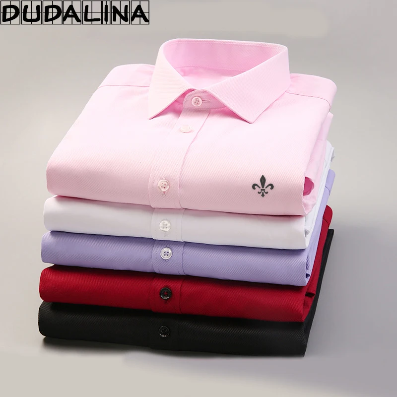 DUDALINA 2017 Men Casual Long Sleeved Solid Shirt Slim Fit Male Social Business Dress Shirt Brand
