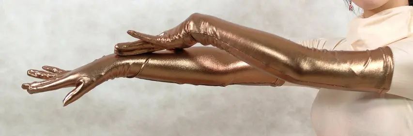 Woman black shiny metallic sexy gloves fetish unisex zentai suit classic halloween costumes