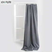 Solid Grey Color Cheap Curtains bedroom window treatment Hook on and full pleated style Window curtains