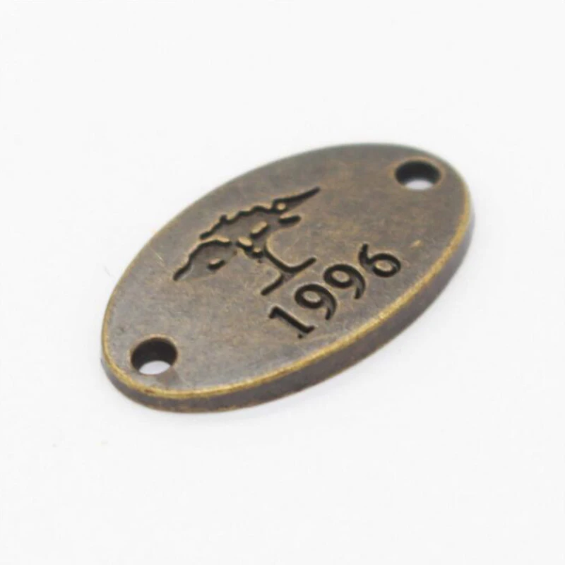 

1*2cm anticorrosi name metal labels for garment sewing labels for shoes customized labels metalic embossing logo
