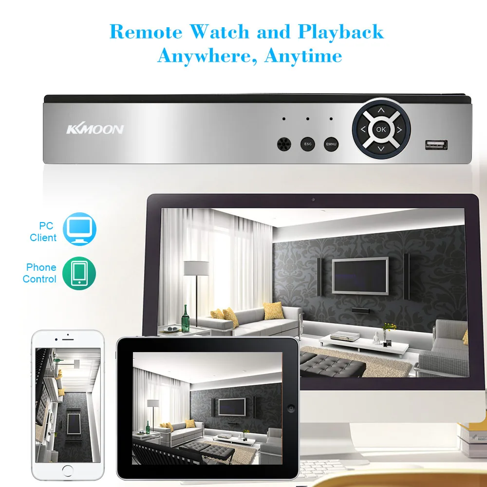 KKmoon CCTV камера безопасности системы 16CH 1080 P ONVIF AHD DVR 8 шт. Открытый 1080 P 2.0MP камера комплект камер видеонаблюдения для безопасности обнаружения движения