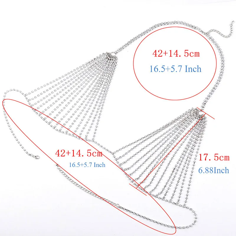 Stonefans, модные, женские, сексуальные, стразы, бюстгальтер, цепочка, ювелирное изделие, очаровательный кристалл, бикини, цепь для тела, ожерелье, золото, серебро, вечерние ювелирные изделия
