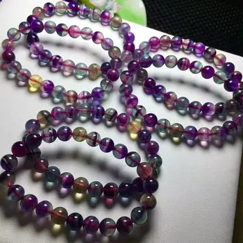 

Free Shipping Natural Colorful Fluorite Crystal Beads Stretch One Bracelet 8mm