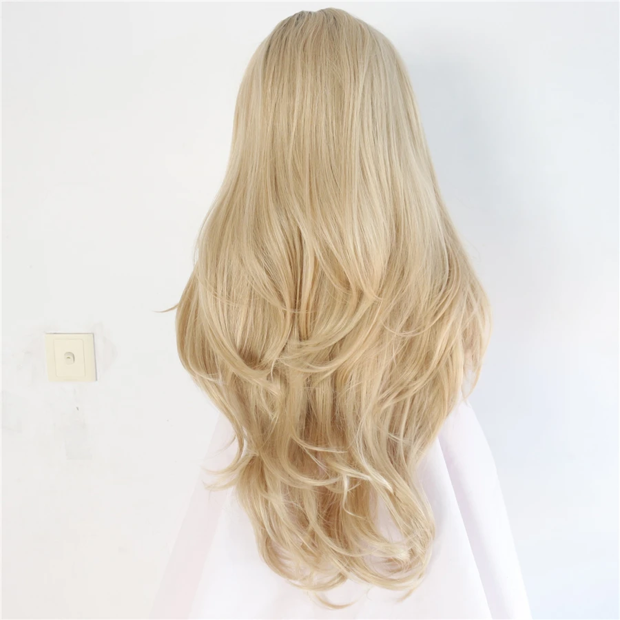 BeautyTown термостойкие волосы черный корень Омбре блонд два тона цвет естественная волна ежедневно синтетические волосы на кружеве парик для подарка