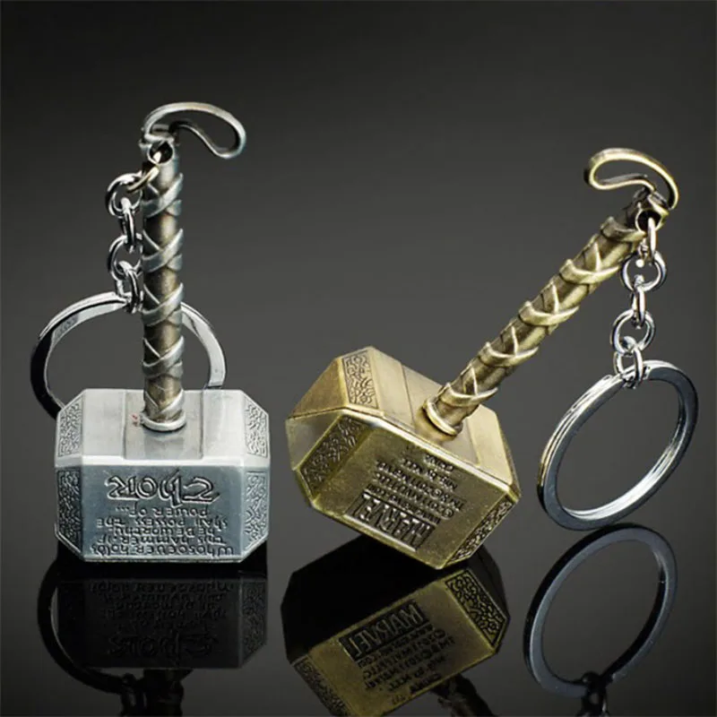 8cm Marvel Avengers Thor's Hammer Mjolnir Keychain New Pewter Keyring