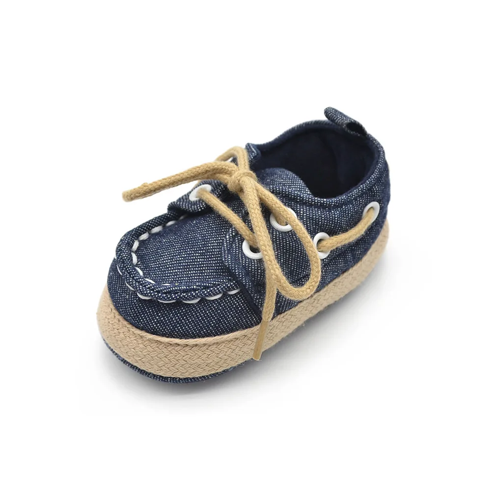 Для маленьких мальчиков и девочек синие кроссовки, мягкая подошва кроватки обувь Размеры новорожденного до 18 месяцев, Модные Повседневные платья для девочек; детская обувь - Цвет: dark blue