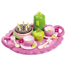 Baby Pretend Play house Black Tea Set Wooden Toys Kitchen Food Cake Set Kids Educational Birthday Gift wholesale