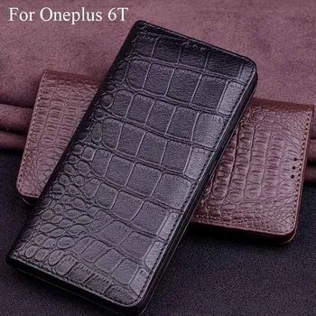 

Genuine Leather flip Case For Oneplus 6T 6 T A6010 A 6010 back case cover case back For Oneplus6T Cover 1+6T Cover Shell