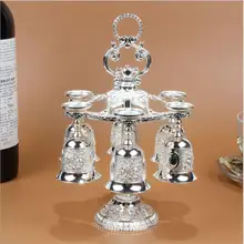 6 чашек/набор европейские Серебристые Металлические винные чашки барные аксессуары диспенсер для бутылок диспенсер для виски графин диспенсер для пива для moonshine JB005