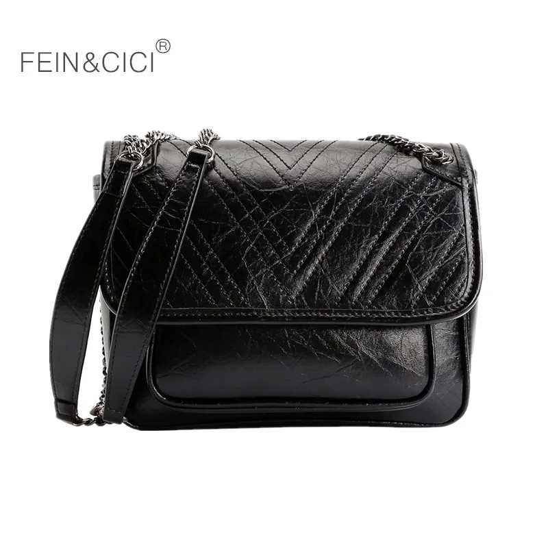 

chains bag quilted messenger bag black color women girls 2018 new luxury brand leater thread satchels handbag drop shipping