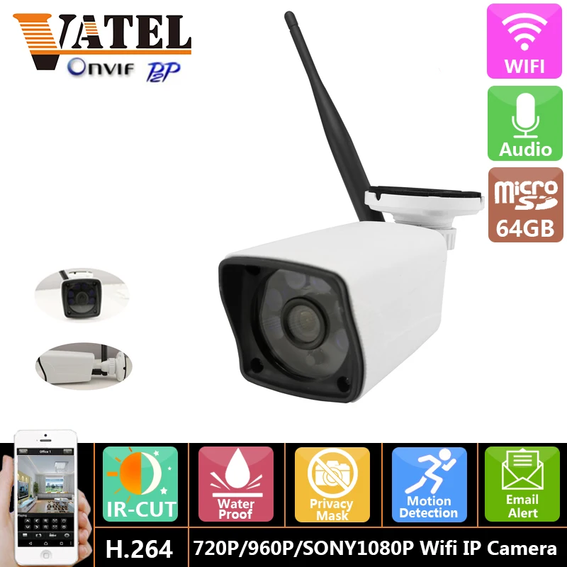64GB SD TF Card Wireless IP Camera SONY 1080p mini wifi camera 960p 720p Onvif Waterproof Network Security Camera wifi System