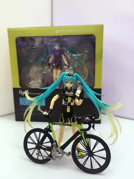 

Anime 15CM Hatsune Miku Ride Bicycle 307 RACING MIKU 2015 Support ver. PVC Action Figure Collectible Toy