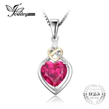 Jewelrypalace 2.5ct creado rojo rubí aniversario del nudo de amor del corazón colgante de plata de ley 925 18 k oro amarillo sin cadena