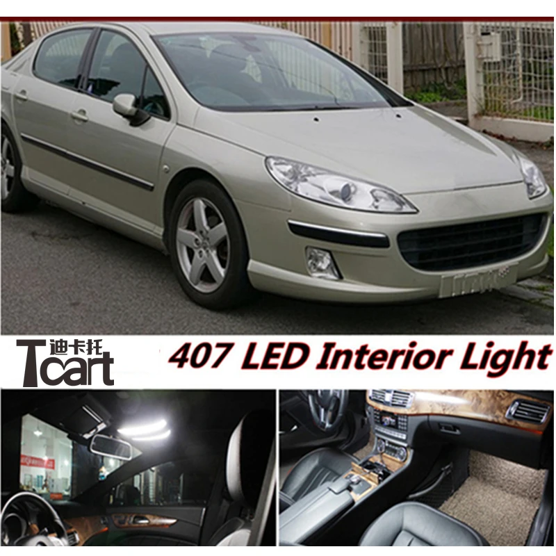 

Tcart 7pcs Auto LED Bulbs Error Free White Car Interior LED Lighting Kit Reading Lamps T10 For Peugeot 407 accessories 2004-2010