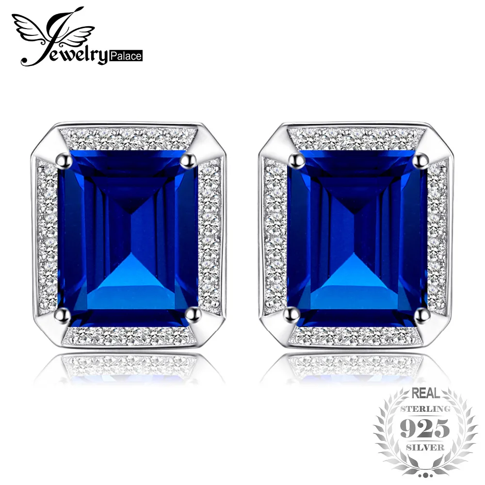 

Jewelrypalace Men Luxury 8.6ct Created Blue Sapphire Wedding Cufflinks 925 Sterling Sliver 2018 New Fine Jewelry For Men