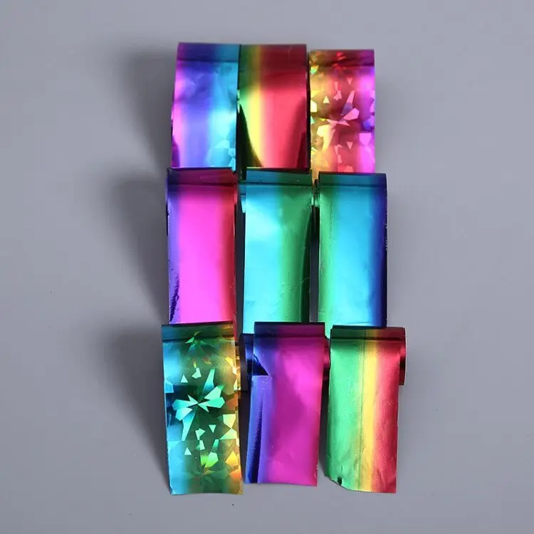 

9 Sheets Starry Sky holographic Nail Foils2.5*20cm Colorful Shimmer Transfer Sticker DIY Nail Tips for Nail Decorations