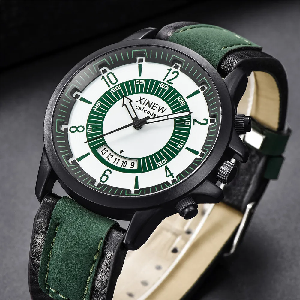 Мужские часы Relogio Masculino, винтажные классические водонепроницаемые спортивные кварцевые часы с кожаным ремешком и датой, повседневные наручные часы, Прямая поставка