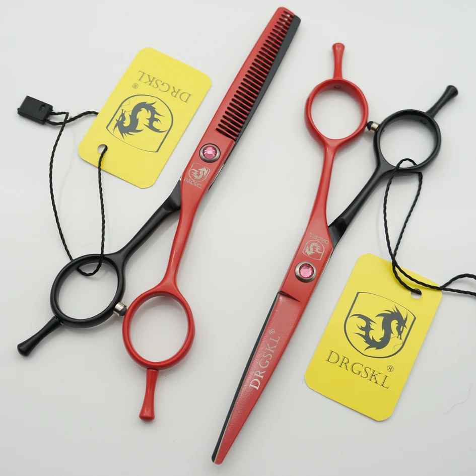 5,5 дюймовые ножницы для стрижки волос, высокое качество, Профессиональные Парикмахерские ножницы для волос, красно-черная краска