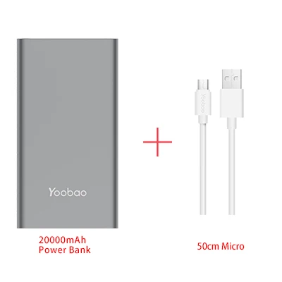 Yoobao A2 внешний аккумулятор 20000 мАч для Xiaomi Mi 2 USB быстрая зарядка портативный повербанк для samsung Galaxy S8 S7 S6 J3 телефон внешний аккумулятор - Цвет: gray