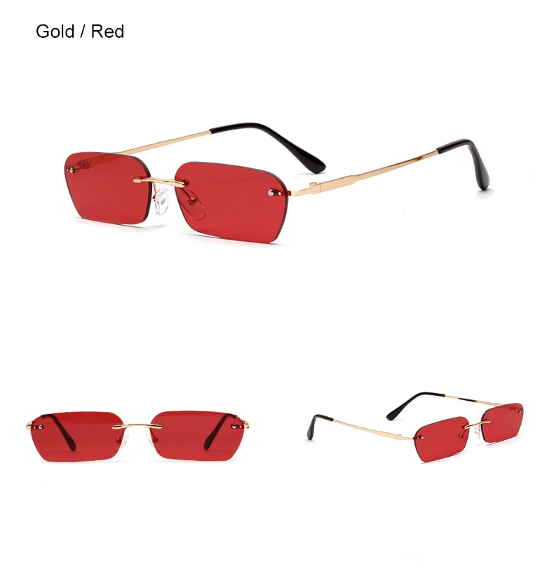 Ralferty Women's Glasses Small Rimless Sun Glasses Retro Fashion Ladies Square Sunglasses Shades lunette soleil femme W0109