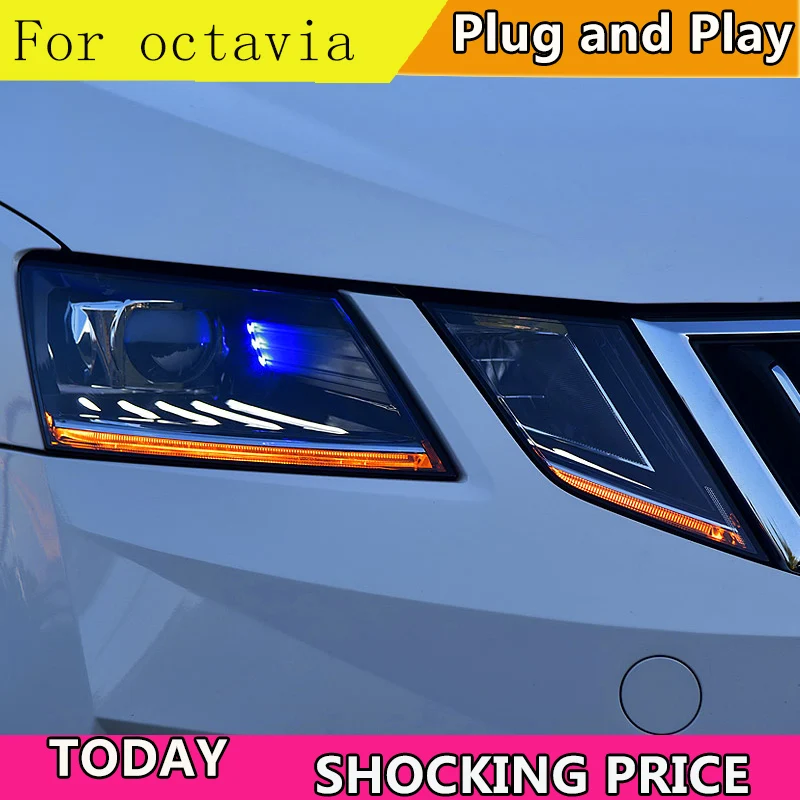 

doxa Car Styling For Skoda Octavia Headlights 2018 New Octavia ALL LED Headlight LED DRL Lens High Low Beam Parking