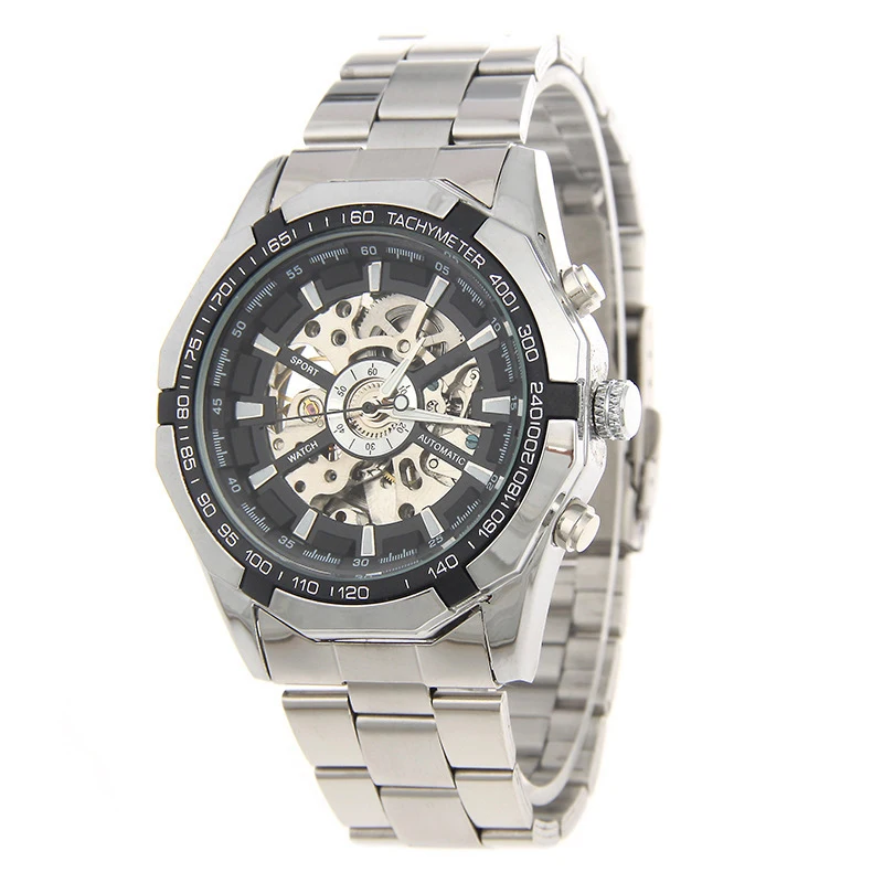 Топ часовой бренд роскошных Стиль Для мужчин Автоматическая Скелет Механические наручные часы моды Нержавеющая сталь Relogio masculino lz2107