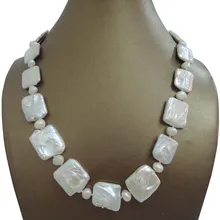free shipping rectangle baroque pearl shape necklace 100% NATURE FRESHWATER Baroque PEARL NECKLACE-nice pearl clasp beautiful rare 18 33mm baroque black keshi reborn pearl necklace