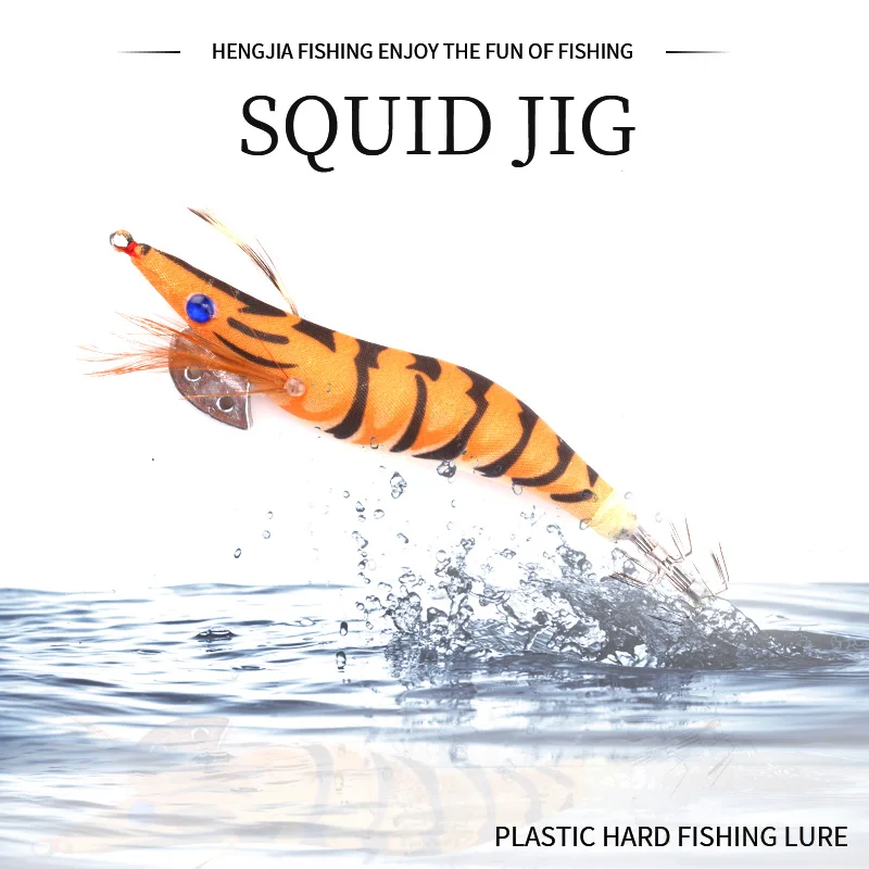 

20pcs 3.0# Squid Jigs Hook wooden shrimp fishing lures 11CM 13.5G artificial lures Wood shrimp squid fishing Bait SJ006