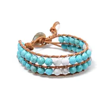 Leather Wrap Bracelet Boho Bead Wrap Bracelet Leather Bracelet Turquoises Natural Stone Jewelry Drop Shipping Leather Wrap Bracelet Boho Bead Wrap Bracelet Leather Bracelet Turquoises Natural Stone Jewelry Drop Shipping
