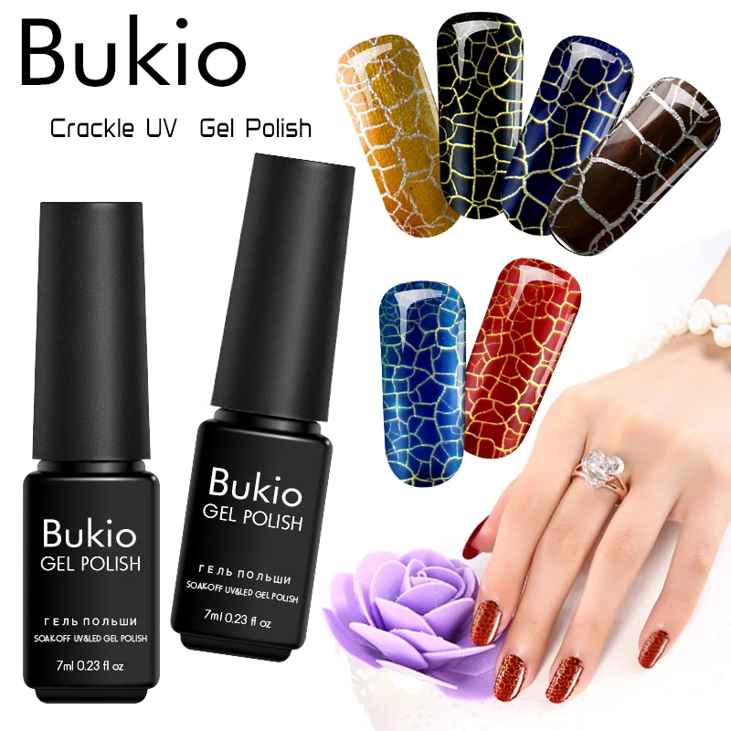 Bukio Gel Varnish Sequins Cracking Nail Polishes 7ML Soak Off Set Lacquer Vernis Semi Permanent Everything for Manicure | Красота и