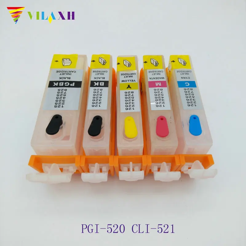 Vilaxh 5pc PGI-520 CLI-521 Refillabe ink Cartridge pgi520 cl 521 for Canon MP540 MP550 MP560 MP620 MP630 MP640 MP980 MP990 | Компьютеры и