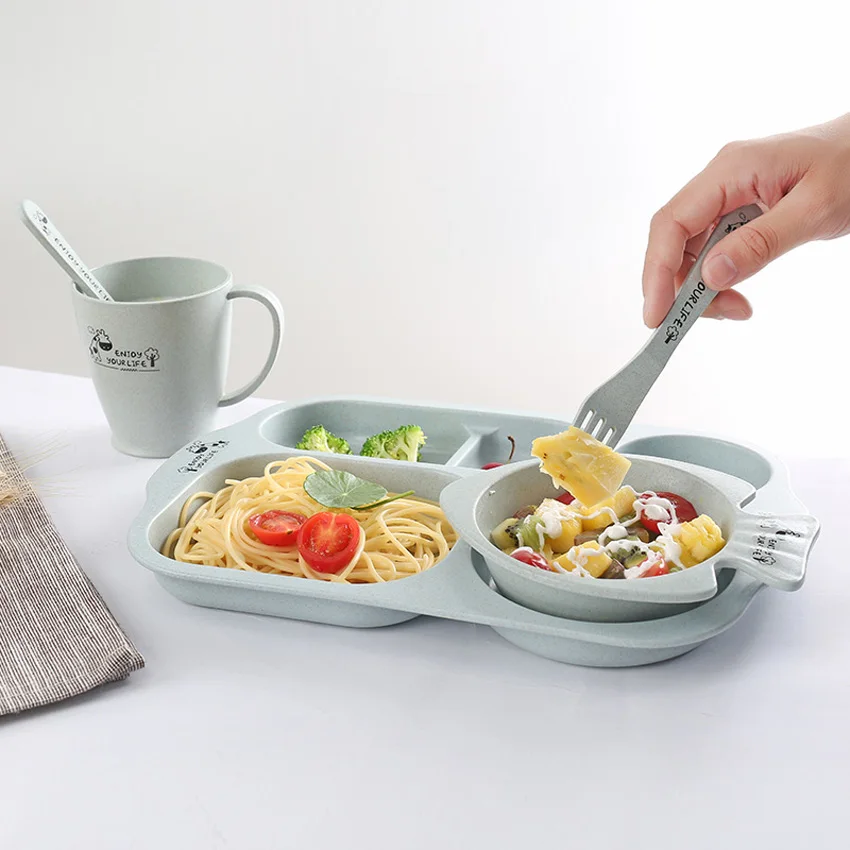 5 Pcs Baby Feeding Dish Children Food Plate Dishes Baby Kids Feeding