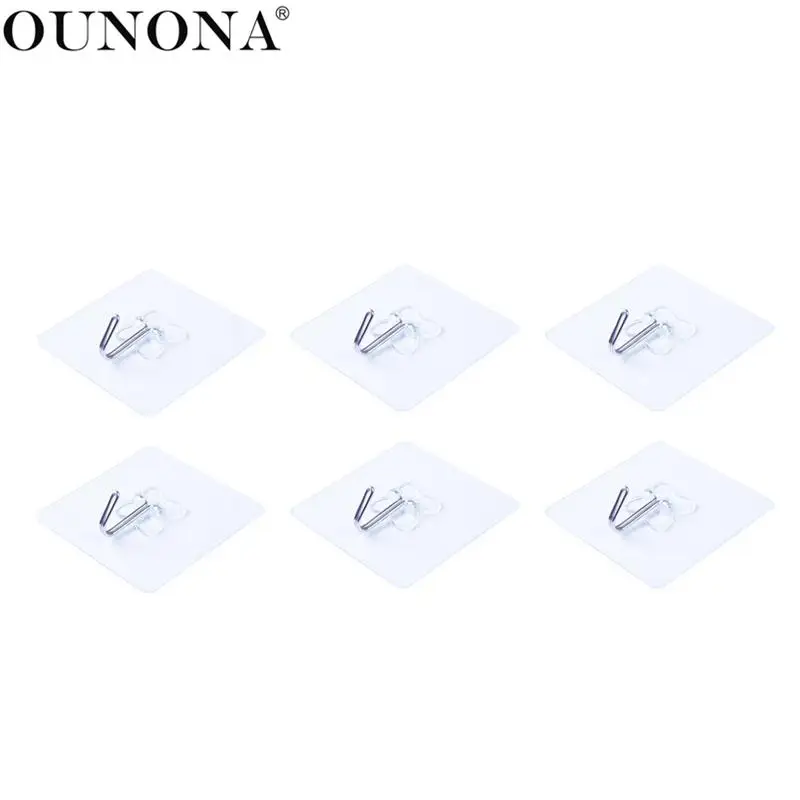Us 2 64 49 Off Ounona 6pcs Wall Ceiling Hooks Clover Adhesive Hooks Sticky Nail Free Transparent Reusable Hook For Bathroom In Hooks Rails From