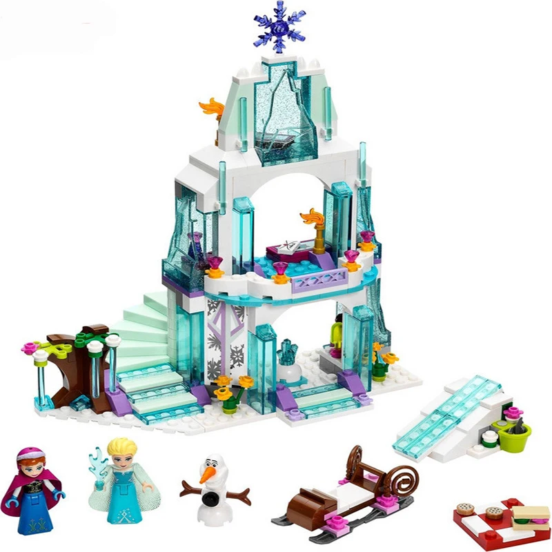 

Girl Series Elsa's Sparkling Ice Castle Model Anna Elsa Queen Kristoff Olaf Building Blocks Toy for Girl Compatible LegoINGlys