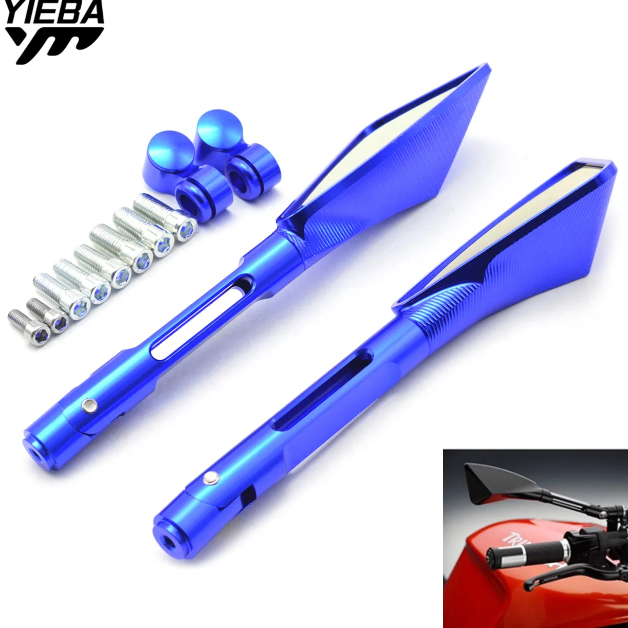 Motorcycle CNC Rearview Mirrors Blue Glass Rear View Side Mirror FOR Yamaha YZF R3 YAF-R3 R6 R25 MT07 MT09 BMW K1200R K1200R