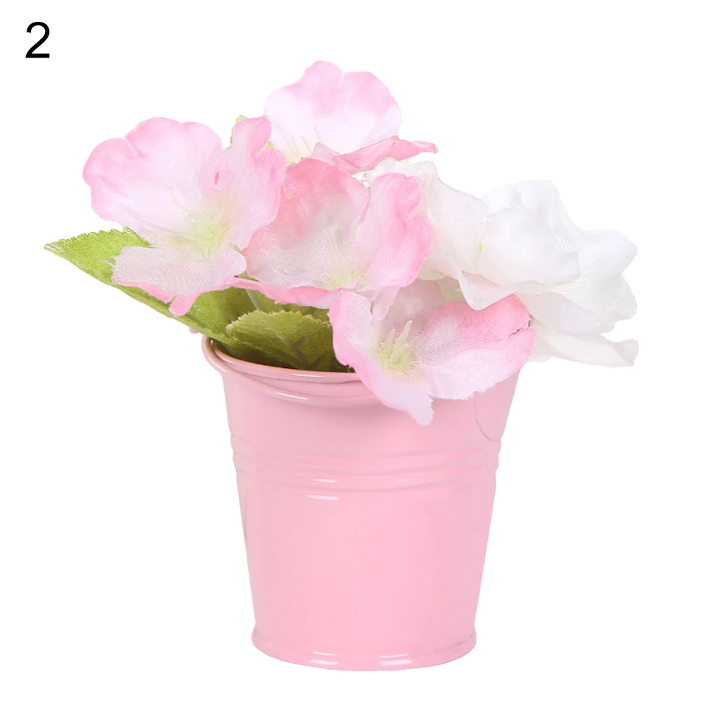 Cute Mini Solid Color Pail Bucket Wedding Party Candy Favours Home Hotel Decor Flower Pots& Planters - Цвет: Розовый