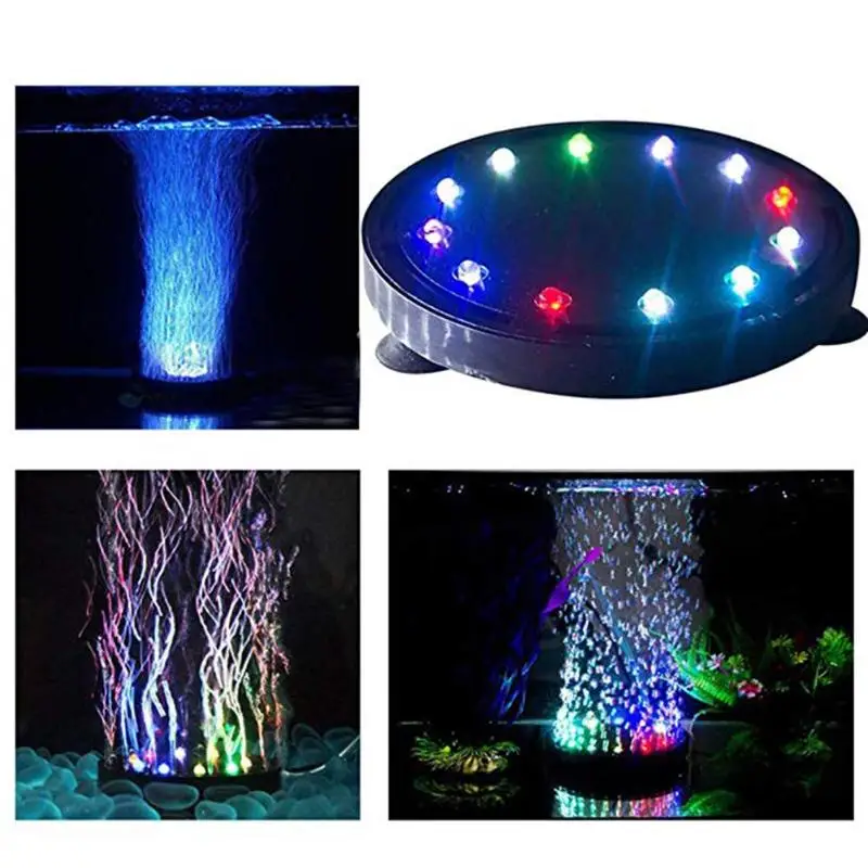 12LED Aquarium Fish Tank Light Waterproof RGB Underwater Bubble Lamp Lighting EU Fish Tank Aquariums Colorful Decor Lighting