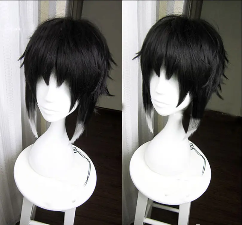 

Bungo Stray Dogs Ryuunosuke Ryunosuke Akutagawa Wigs Black White Heat Resistant Syntehtic Hair Cosplay Wig