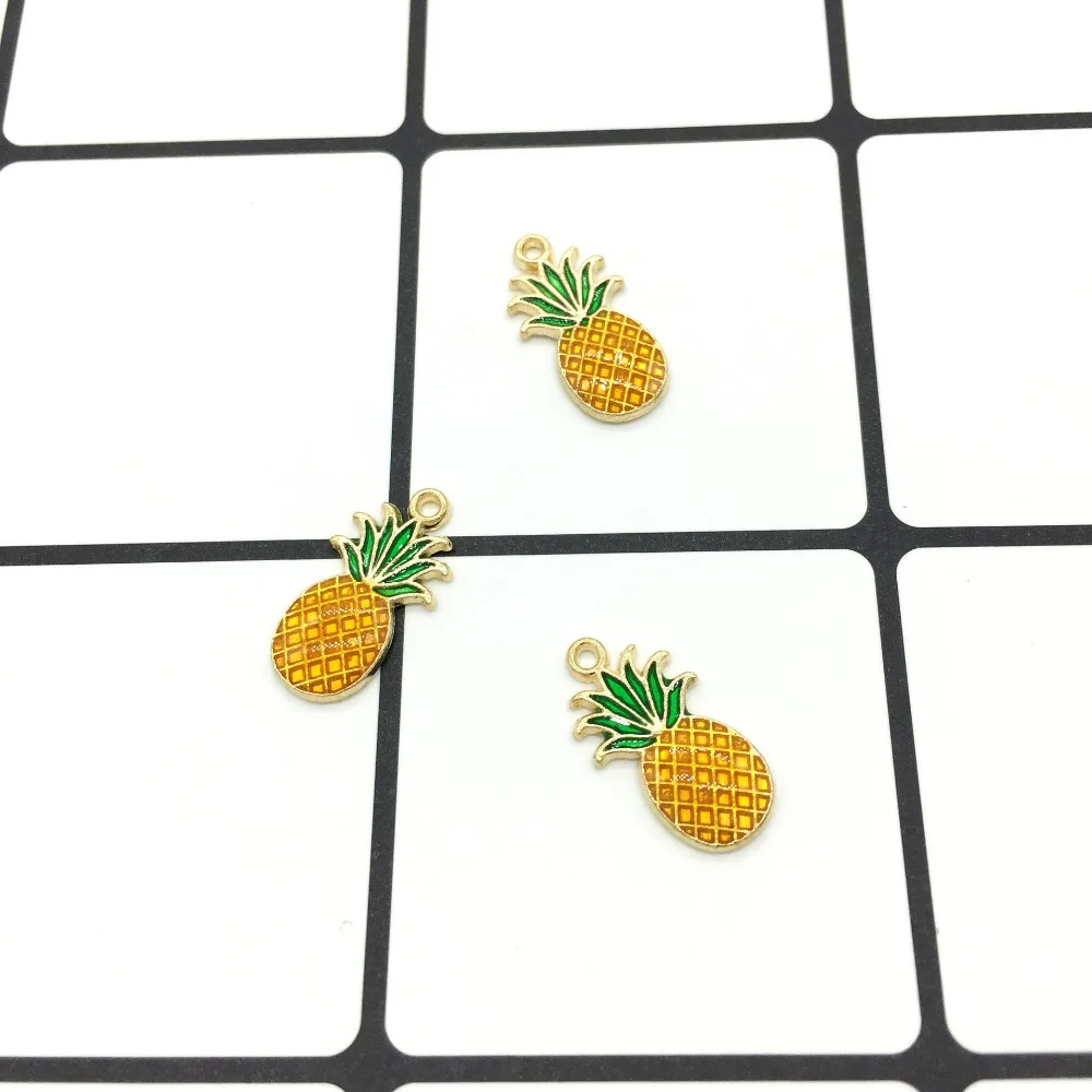 

DIY Fashion 20pcs Enamel Fruit series pineapple Alloy Charm Gifts Making key chain Bracelet Necklace diy Jewelry Accessories