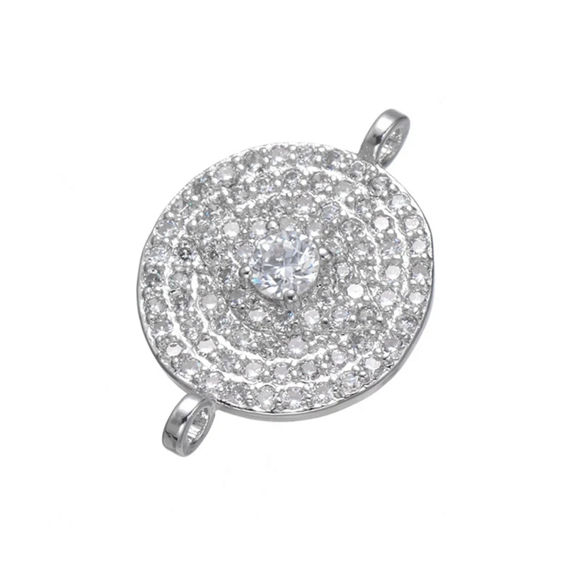 

Nice Pendant Turkish Fitting Rose Gold Silver Plated Luxury Zircon Crystal Jewelry Findings & Components Round Connectors