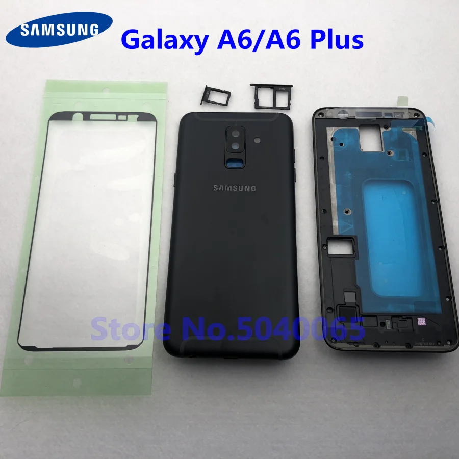 Задняя крышка батарейного отсека с кнопкой для Samsung Galaxy A6 Plus 2018 A605 A600 A600F задняя