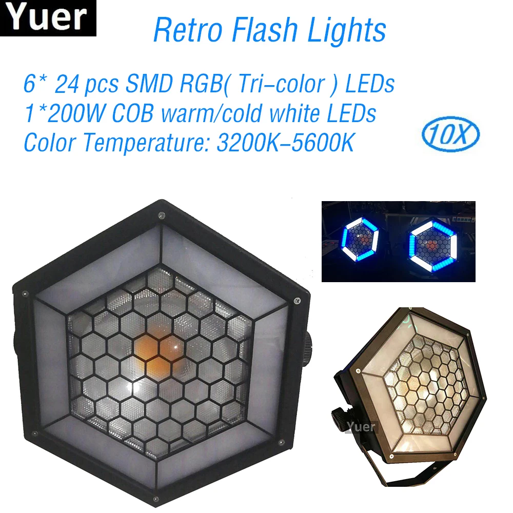 10 шт./лот 6*24 шт smd rgb светодиодный s с COB теплый/холодный белый Светодиодный ретро флэш огни звук вечерние диджей для диско клуба огни