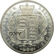 Великобритания 1/2 Корона Виктория 1839 Мельхиор покрытый серебром копия монет