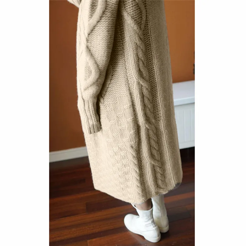  New Fashion Women Autumn Winter Keep Warm Casual Daily Hoodied Outwear Umbilical Twist Knitted Cardigan Sweater #4F09 (13)