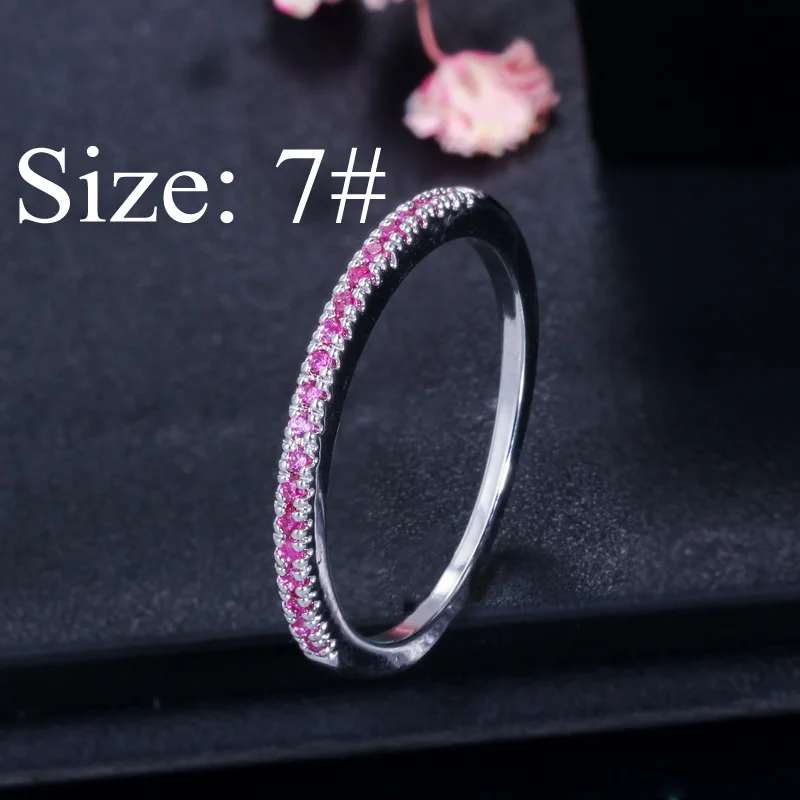 Pera, высокое качество, Micro Pave AAA+ кубический цирконий, модные женские кольца в обтяжку, набор, ювелирные изделия для помолвки, вечерние R093 - Цвет основного камня: Red Size 7