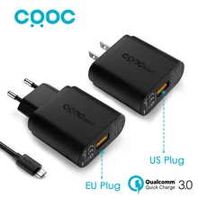 CRDC Wall Charger EU US Plug USB Charger Quick Charge 3.0 Mini Auto Travel Charging For Apple Galaxy S7 S6 Edge Xiaomi HTC LG G5